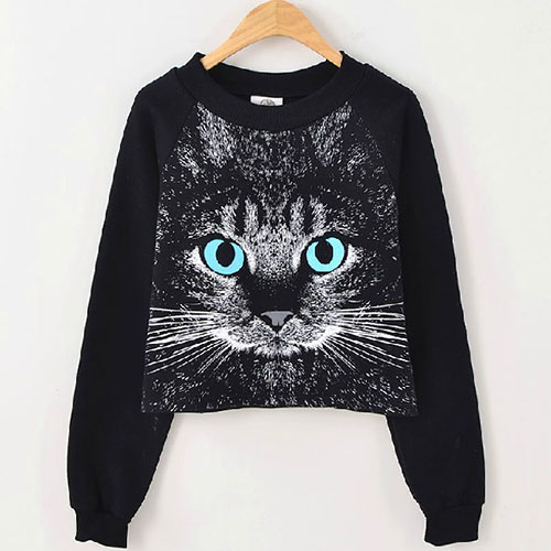European Style Cute Cartoon Cat Print Sweatshirt [grxjy560404] on Luulla