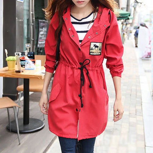 [grxjy560460]European Style Pure Color Sash Trench Coat on Luulla