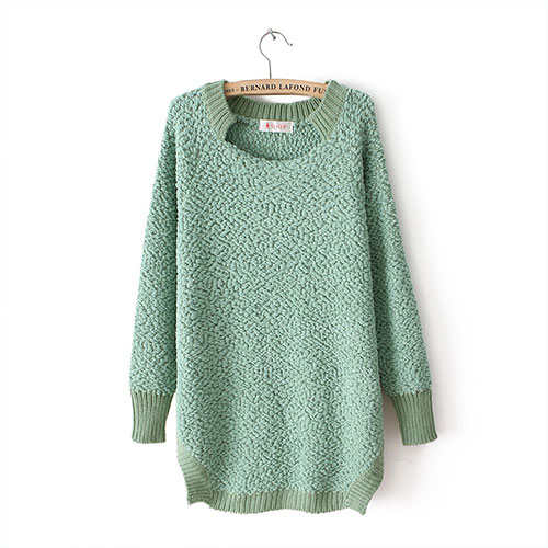 [grxjy560585]Autumn Solid Color Sweet Loose Long Sweater Lambswool ...