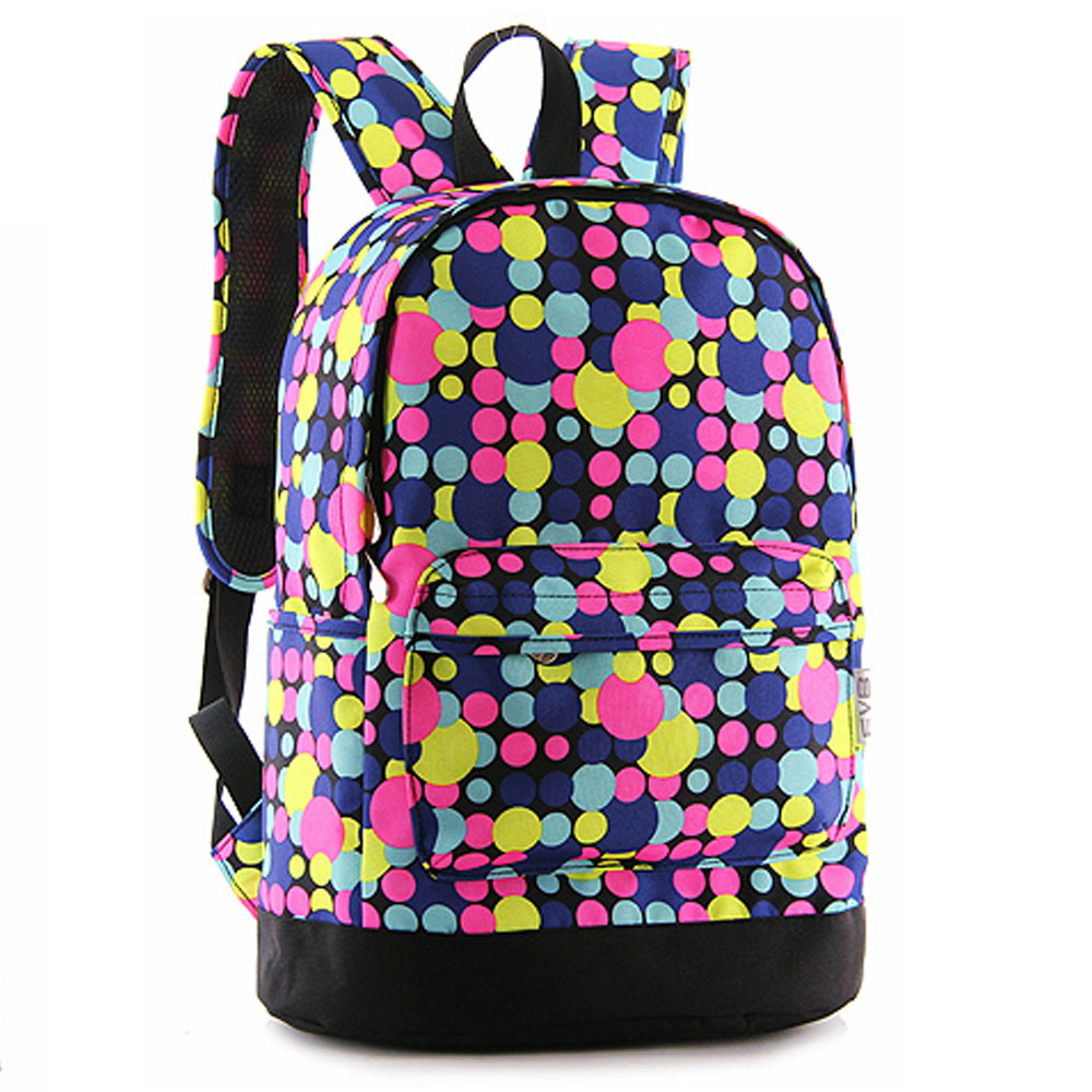 Spring Colorful Contrast Dot Print Backpack Travelling Bag Schoolbag ...