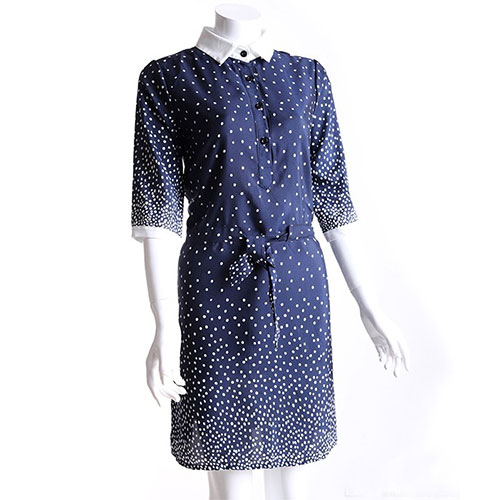 polka dot belted midi shirt dress