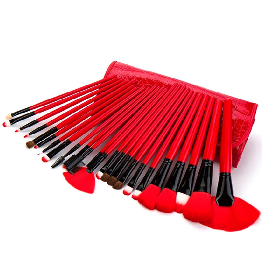 24 Pcs Makeup Cosmetic Brushes Set With Black Red Case Bag [grxjy5140022] on Luulla
