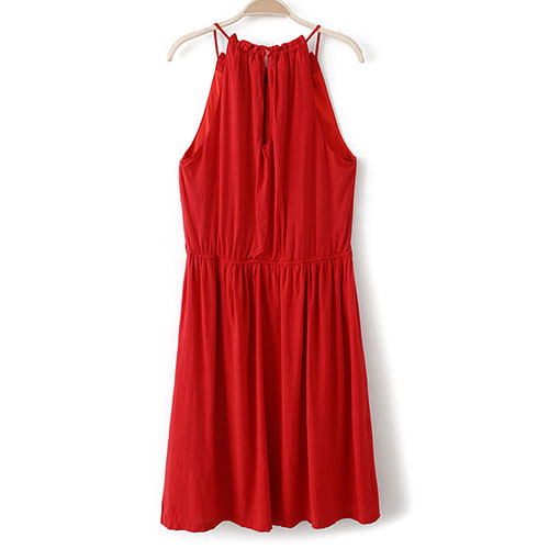 Ruffled Cut Out Red Off Shoulder Tunic Slip Dress [grxjy561071] on Luulla