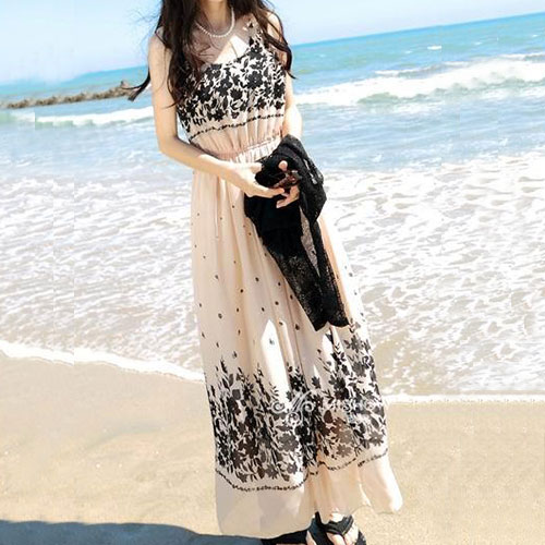 Floral Print High Waisted Beach Maxi Tank Dress Sundress [grxjy561259 ...