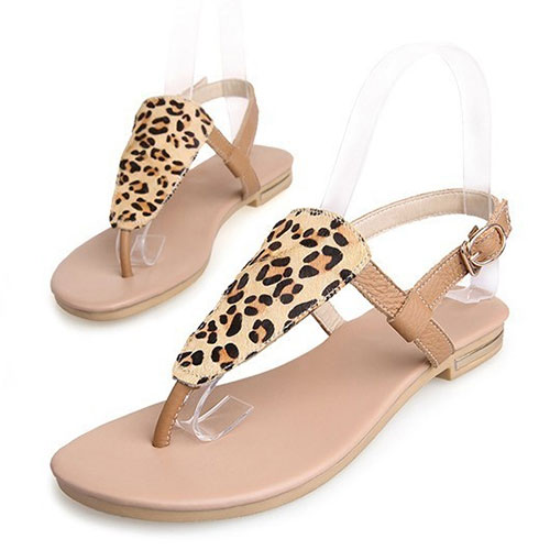 leopard print low heel sandals