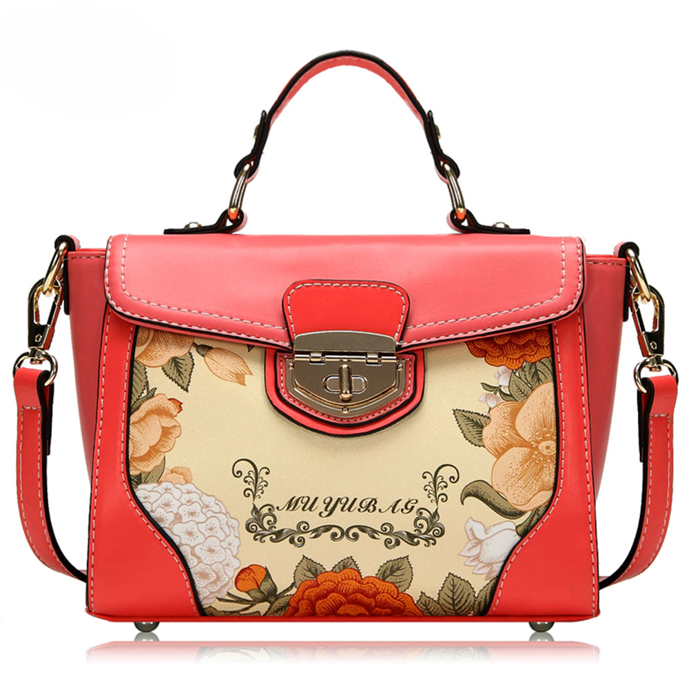 Fashion Contrast Color Floral Print Handbag Cross Body Bag ...