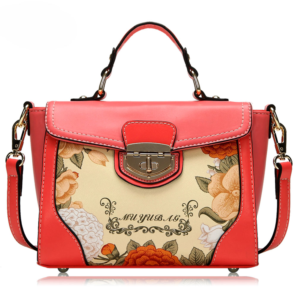 Fashion Contrast Color Floral Print Handbag Cross Body Bag