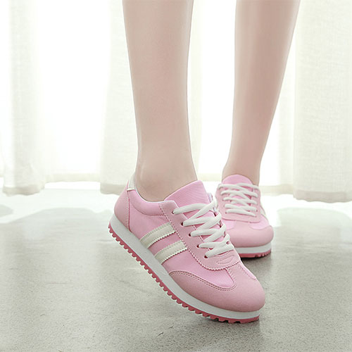 Casual Contrast Color Breathable Lace Up Sneakers Running Shoes ...