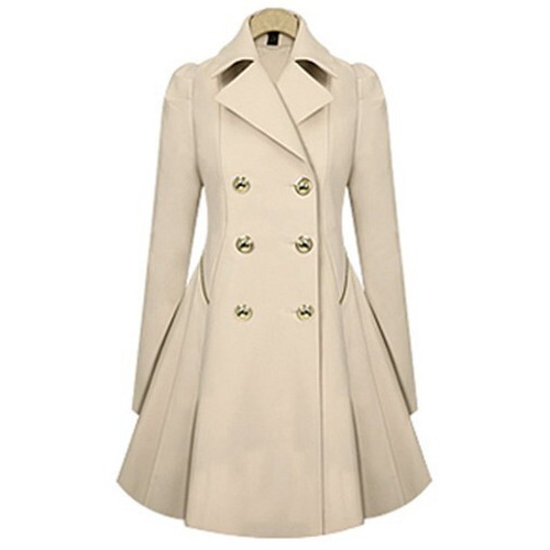 Fashion Double-breasted Solid Color Slim Fit Trench Coat [grxjy56002499 ...