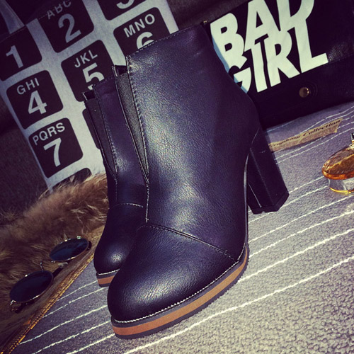 booties with thick heel